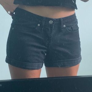 Black Target Mid-Rise Midi Shorts